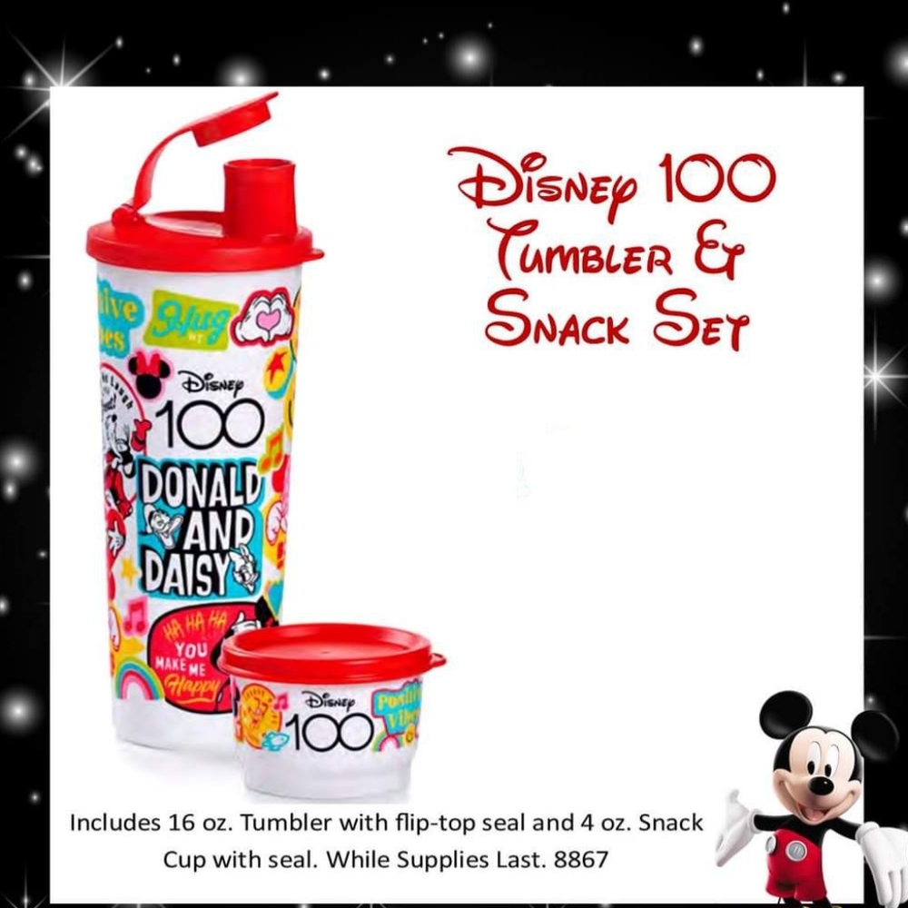 Tupperware mickey tumbler and snac cup